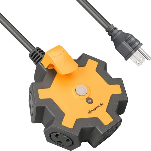 Vista 9 de DEWENWILS Regleta de alimentación industrial con 5 tomas, cable de extensión resistente de 15 pies para garaje, taller, certificación ETL, SJTW