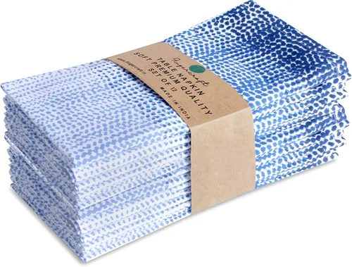 Vista 11 de Fingercraft - Juego de 12 servilletas de tela de mezcla de algodón y lino, con estampado, perfecta para fiestas, cenas, bodas, cócteles y Navidad