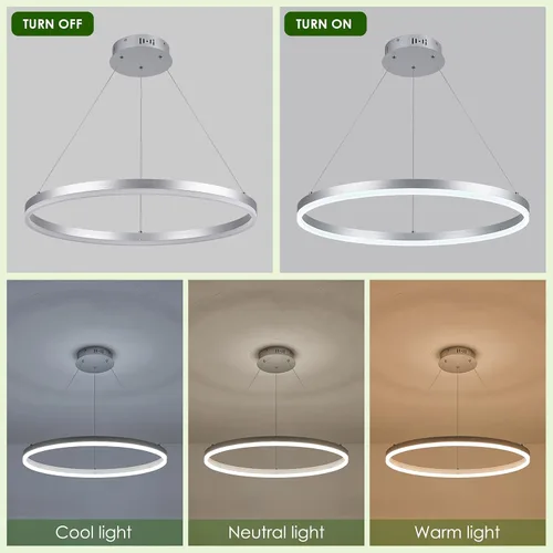 Vista 37 de Benkut Lámpara de Araña de Anillo LED Moderna Negra para Comedor, Lámpara de Araña de Techo Circular Empotrada Regulable con Control Remoto