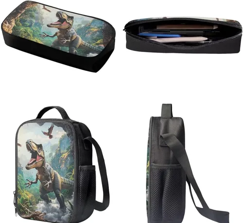 Vista 150 de HUGS IDEA Juego de 3 bolsas escolares con aislamiento térmico para el almuerzo, estuche para lápices