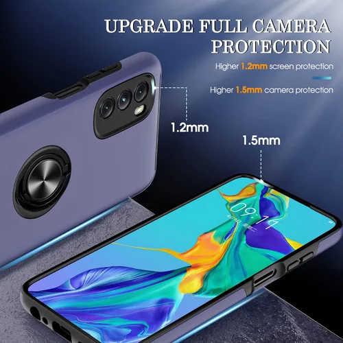 Vista 8 de Gritup Funda para Moto G 5G 2022 con protector de pantalla HD, [grado militar], funda de protección a prueba de golpes con soporte magnético de 360°