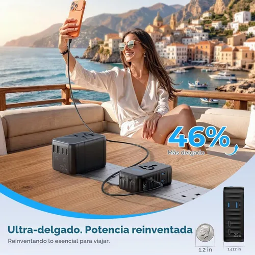 Vista 3 de Aura 25W GaN Adaptador de viaje universal ultrafino