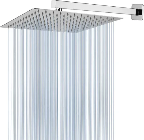Vista 10 de Voolan Cabezal de ducha totalmente de metal con brazo de extensión, cabezales de ducha de lluvia tipo cascada de acero inoxidable, cabezal de ducha