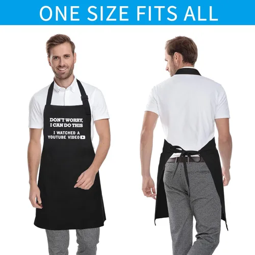 Vista 3 de Delantales divertidos para hombres, regalos divertidos personalizados para hombres, delantal de chef para cocinar a la parrilla, regalos
