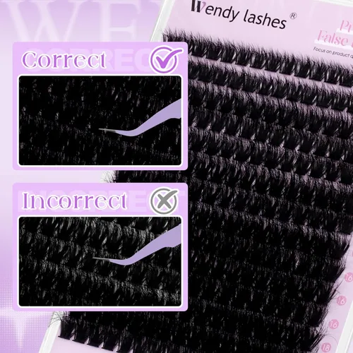 Vista 9 de WENDY LASHES Extensiones de pestañas onduladas con efecto 3D, extensiones de pestañas de volumen 100D de 0.394-0.709 in