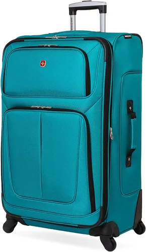Vista 28 de SwissGear Sion Softside - Maleta giratoria expandible duradera y ligera, color negro, juego de 2 piezas (equipaje de mano / grande)