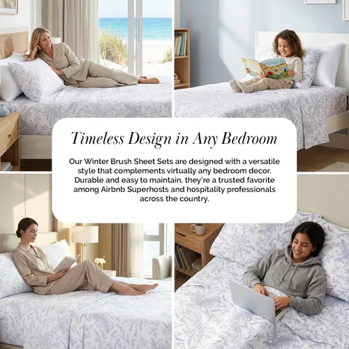 Vista 195 de Southshore Fine Living, Inc. Colección Winter Brush, juego de sábanas de 3 piezas para cama individual, sábana bajera con bolsillo profundo de 14