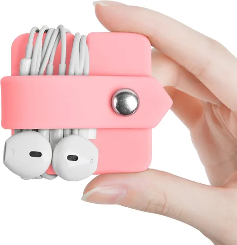 Vista 12 de Organizador de auriculares de silicona para auriculares, enrollador de cables para auriculares, organizador de cable de envoltura, enrollador