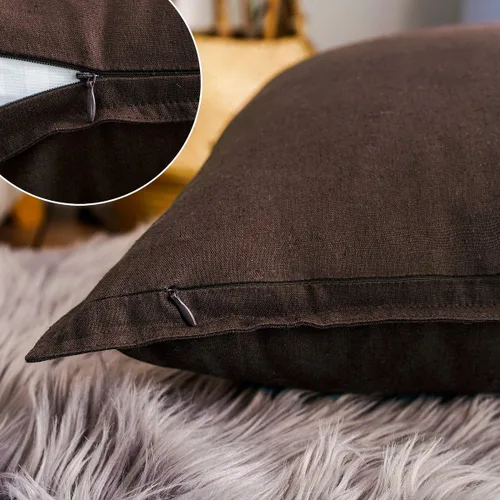 Vista 79 de Jeanerlor Funda de almohada decorativa de lino y algodón sólido de 18 x 18 pulgadas con cremallera, funda de cojín europea, funda de almohada