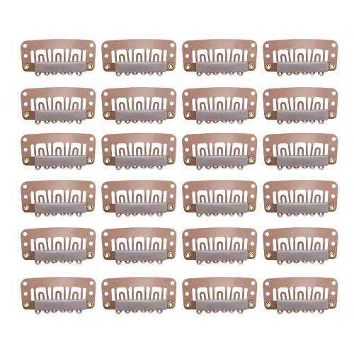 Vista 7 de YANTAISIYU 24 unids/1.102 in 8 dientes Metal peluca clips con goma Snap Clips para peluca Hairpiece Hair Extension Accesorios (negro)