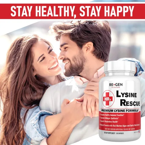 Vista 2 de Re+Gen Nutrition Lysine Rescue, suplemento de aminoácidos para una salud inmune más fuerte y síntesis de colágeno en mujeres y hombres, promueve