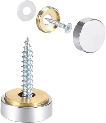 Vista 8 de uxcell Tornillos de espejo tapas decorativas cubierta clavos acero inoxidable pulido 0.394 in 8pcs