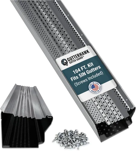 Vista 15 de GUTTERHAWK GUTTER GUARD - Kit de protector de canalones de aluminio negro de 48 pies (nominal). Incluye tornillos. Compatible con canalones de 5