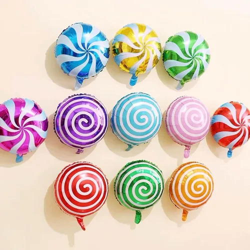 Vista 3 de 24 globos de aluminio de Mylar dulces dulces de 18 pulgadas, globos redondos de piruleta para cumpleaños, bebé, boda, Navidad, fiestas, suministros