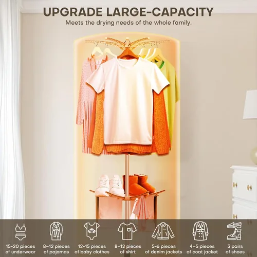 Vista 6 de Secadora de ropa portátil de 900 W – Minisecadora compacta para apartamentos pequeños, secadora de ropa eléctrica de secado rápido con gran