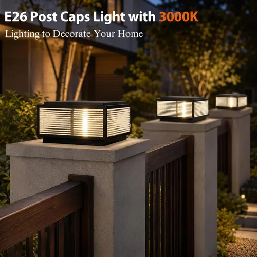 Vista 2 de Lámpara de porche al aire libre, luz grande de pilar de columna de puerta negra de 19.68 pulgadas Modern Black Waterproof Pedestal Bollard