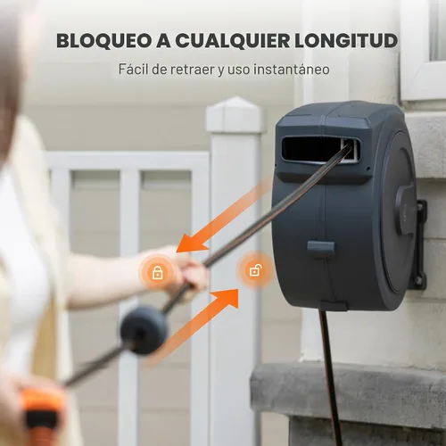 Vista 6 de Giraffe Tools PRO - Carrete de manguera de jardín retráctil de servicio pesado, rebobinado automático de 78 pies y 1/2 pulgada con bloqueo