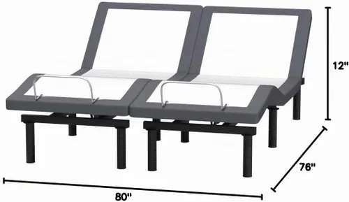 Vista 9 de Blissful Nights E4 - Base de cama ajustable King con parte superior dividida plegable, masaje, anti ronquidos, USB, luz nocturna, control remoto