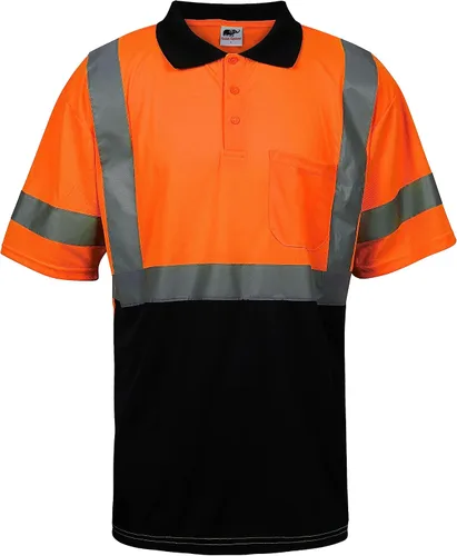 Vista 7 de L&M® Hi Vis Camiseta Polo ANSI Clase 3 Reflectante Seguridad Lima Naranja Negro Manga Larga Corta Alta Visibilidad