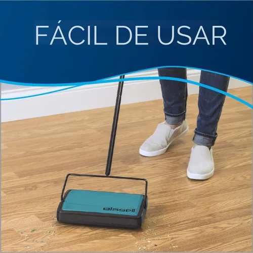 Vista 2 de Bissell Easy Sweep Barredora Compacta para Alfombras y Pisos, 2484A, Verde Azulado