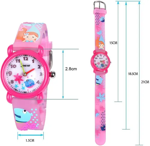 Vista 5 de Kids Gift Reloj impermeable de dibujos animados 3D para niñas, regalos para niñas de 3 a 8 años