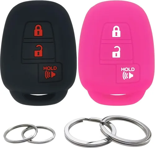 Vista 7 de Funda de silicona para llavero de 2 piezas, protector sin llave compatible con Toyota RAV4 Highlander Sequoia Tacoma Tundra 3 botones