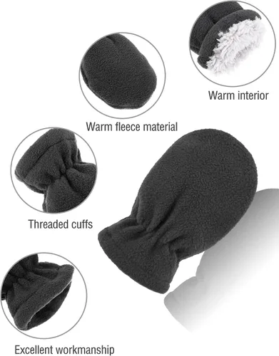 Vista 4 de 4 pares de guantes de bebé, guantes de invierno térmicos gruesos de forro polar para recién nacidos, unisex, para niños y niñas