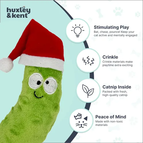 Vista 4 de Huxley & Kent Juguete de peluche para gatos, juguete interactivo de hierba gatera para gatos y gatitos, suave con arrugas y hierba gatera, divertido