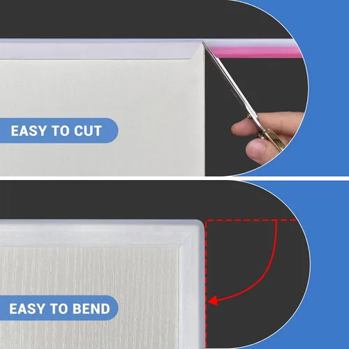 Vista 5 de Borde de goma transparente, borde transparente autoadhesivo, protector de borde de 1-1/4 pulgadas (1.260 in) para estantes, material de goma