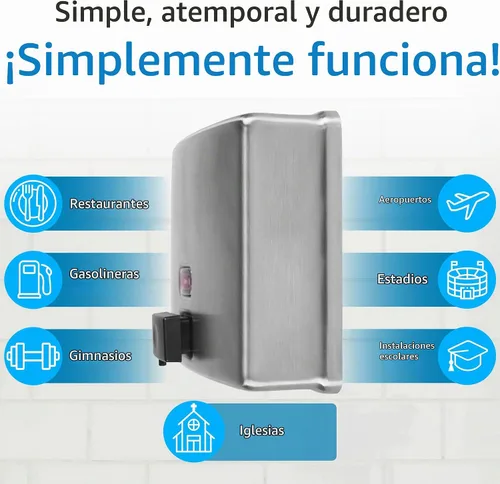 Vista 9 de Bobrick 4112 despachador para jabón, para montura sobre superficies ConturaSeries, de 40 onzas, acero inoxidable satinado