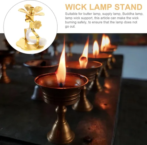 Vista 4 de DECHOUS 2 piezas de lámpara de aceite Soporte de mecha Estante de mecha Temple Pray Oil Candle Mechas Buddha Oil Lamp Parts Accesorios, pequeño