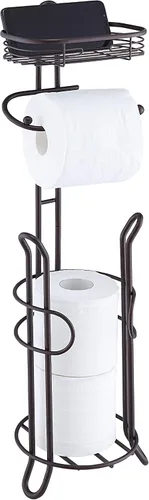 Vista 8 de SunnyPoint Soporte de almacenamiento de rollo de papel higiénico pesado para baño con reserva y estante, el área de reserva tiene suficiente espacio