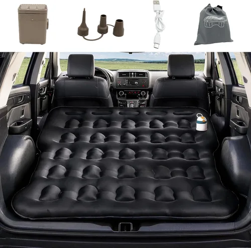 Vista 2 de Colchón de aire SUV con bomba incorporada para acampar en coche Negro
