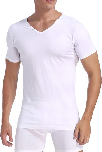 Vista 2 de Comfneat Camisetas interiores para hombre 100% algodón, cómodas camisetas con cuello en V (paquete de 46)