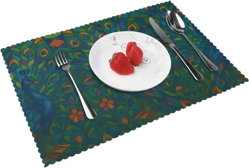 Vista 15 de Rectangular Placemats Set of 4, Heat Resistant Origami Fold Printed Kitchen Dining Table Mats