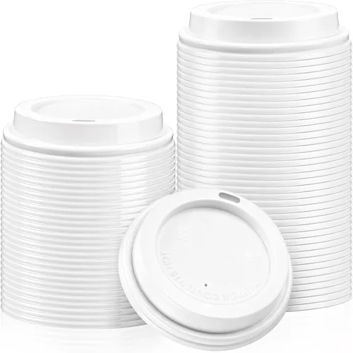 Vista 8 de Paquete de 100 tapas desechables negras para tazas de café, se