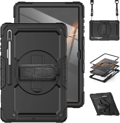 Vista 19 de Dteck Funda inteligente de cuero para Samsung Galaxy Tab S8 Ultra de 14.6 pulgadas 2022, azul con bolsillo frontal, soporte de múltiples ángulos