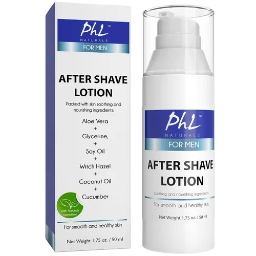 Vista 2 de PHL Naturals Loción para después del afeitado sin perfume para hombres, calma, hidrata, repara la piel y previene las quemaduras de afeitar, acabado