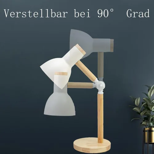 Vista 4 de himmel Lámpara de mesa, lámpara de mesa de madera ajustable, lámpara de escritorio para niños, para dormitorio, sala de estar, base E27