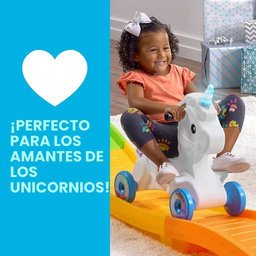 Vista 4 de Step2 Unicorn Up & Down Roller Coaster - Juguete de montaña rusa para niños, auto de empuje, juego para interiores y exteriores, hecho de plástico