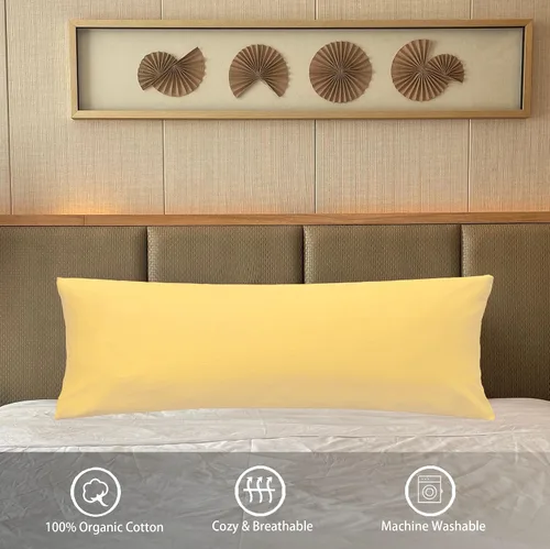 Vista 5 de iMaylex Funda de almohada suave 100% algodón egipcio con cremallera, acogedora y ligera, fácil cuidado, albaricoque, cuerpo, 20 x 48 pulgadas