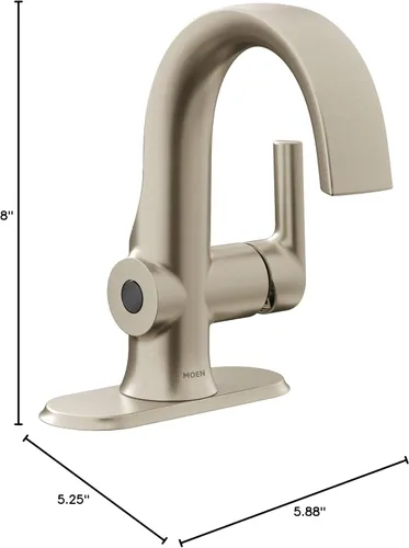 Vista 7 de Moen Doux S6910EWBN - Grifo para lavabo de baño de níquel cepillado Motionsense Wave sin contacto de una sola manija, S6910EWBN cepillado níquel