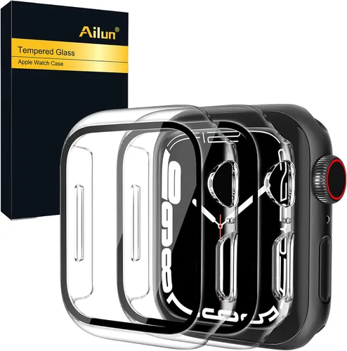Vista 7 de Ailun Funda protectora de pantalla para Apple Watch Series 9, 8 y 7 [1.61 pulgadas], carcasa rígida ultrafina de policarbonato integrado con vidrio