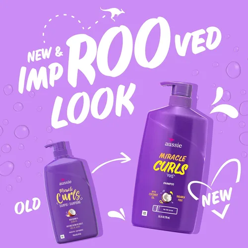 Vista 2 de Aussie Miracle Curls Champú para cabello rizado con aceite de coco, sin parabenos, 26.2 onzas líquidas