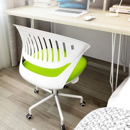 Vista 3 de Silla de computadora de espacio pequeño Silla de escritorio cómoda Silla de oficina de estudio simple (negro)