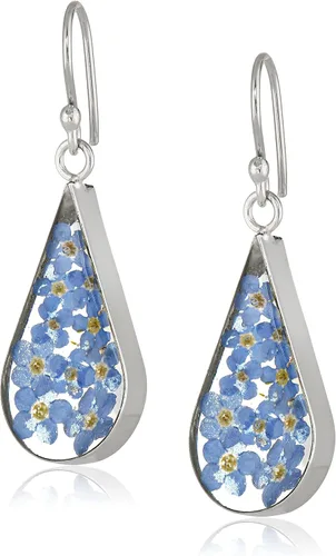Vista 31 de Amazon Essentials Pendientes de plata de ley con forma de lágrima de flor prensada (anteriormente Amazon Collection)