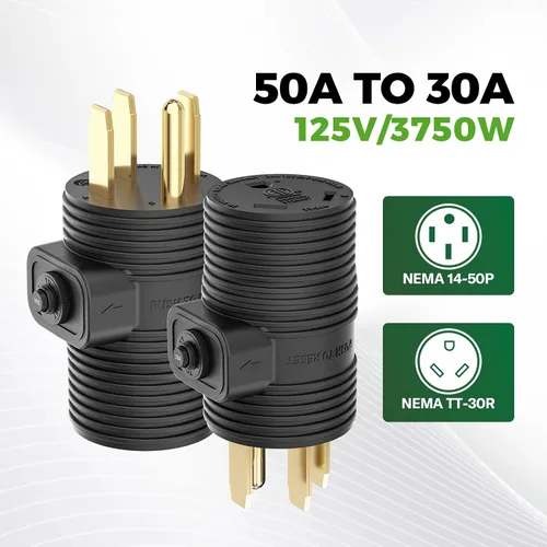 Vista 4 de RVGUARD - Enchufe Adaptador de 50 Amperios a 30 Amperios con Protección contra Sobrecarga