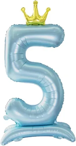 Vista 14 de Globos azules con el número 1 de 42 pulgadas con corona, globos de primer cumpleaños para niños y niñas, suministros de decoración de fiesta de Azul