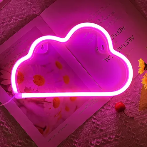 Vista 13 de Luz de neón LED en forma de nube para decoración de pared, luces de pared en forma de nube con alimentación por batería o USB para habitación Azul