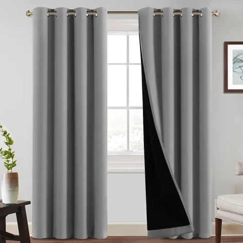 Vista 29 de PrinceDeco Cortinas 100% opacas de 54 pulgadas de largo, completamente opacas, tratamiento de ventanas, cortinas forradas con aislamiento térmico